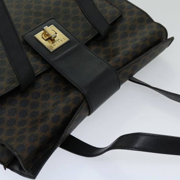 CELINE Macadam Canvas Hand Bag PVC Black Auth 69608 - Picture 6 of 16